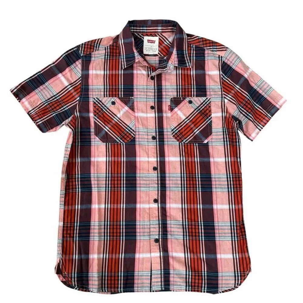 Levi's vintage men’s cotton blend short-sleeve button-down shirt plaid size S